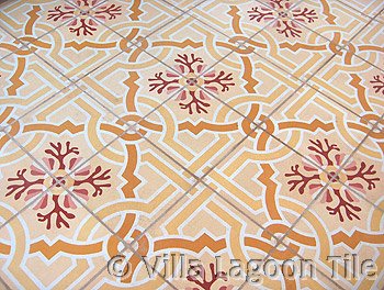 Close up of cement tile porch