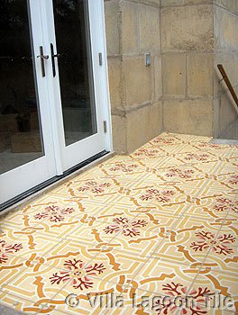 Cement tile stair landing