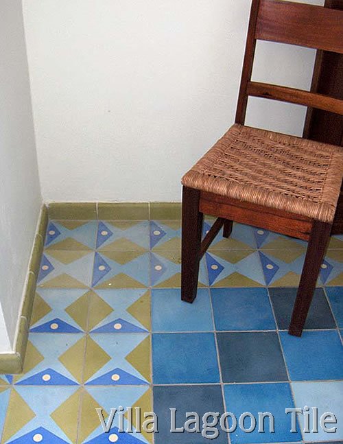 Contemporary fish design cement tile floor