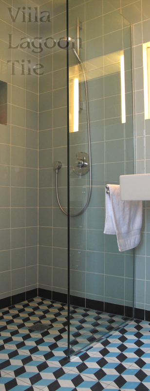 cubes tile installation in a bathroom cement tile