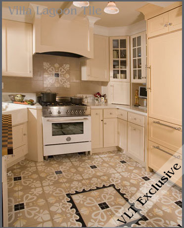 Foliage corner encaustic cement tile