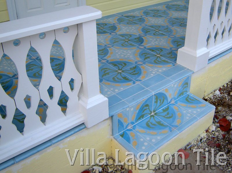 Pescado Cuban tile porch steps