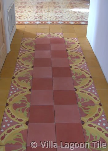 Solid Colors in concrete tile with patterned tile border