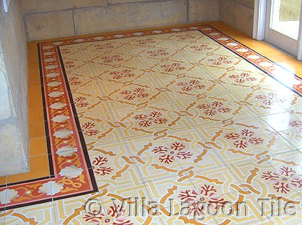 Cement tile installation of Venetian Sunset from Villa Lagoon Tile