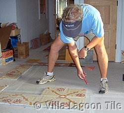 Marking floor for tile layout