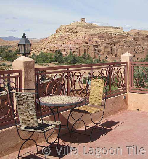 Red cement tiles in Morocco