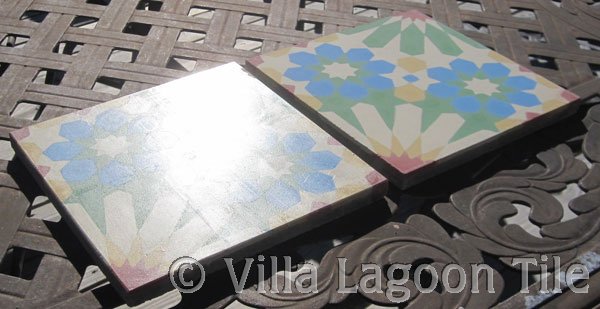 Testing paste wax on cement floor tiles