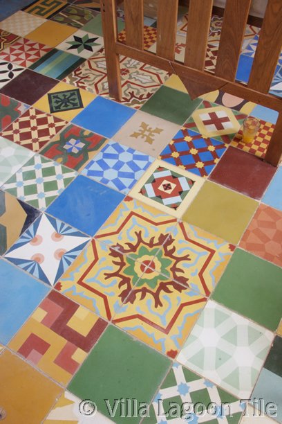 Mixed pattern cement tile floors