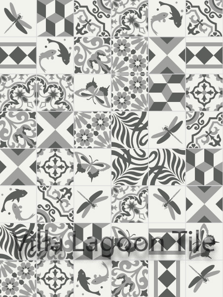 Black and white patchwork tile