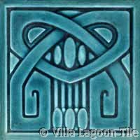 teal blue art deco relief tile