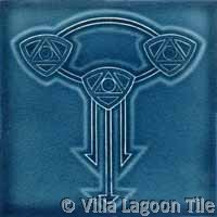 deep blue glazed ceramic tile in art deco design