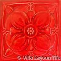 red glazed rose ceramic tile