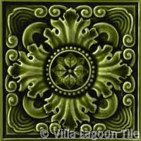 Fancy deep green relief antique tile
