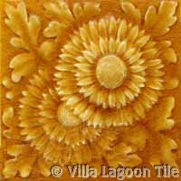 Floral crackle glazed antique fireplace tile