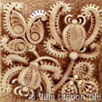 Paisley crackle glazed formed tile