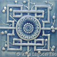 Blue crackle glazed chinese relief tile