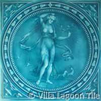Glazed tile with nude lady