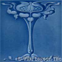 vintage art nouveau glazed ceramic tile
