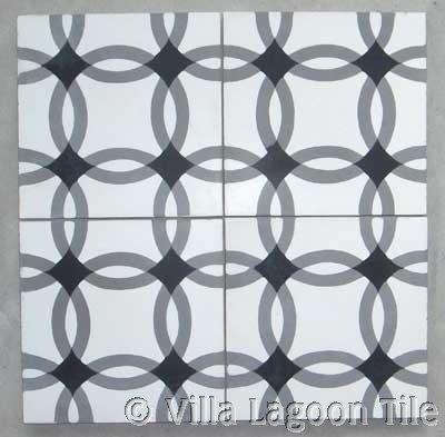 Geometric tile in white, black and gray
