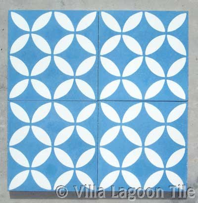 Cement tile in blue and white