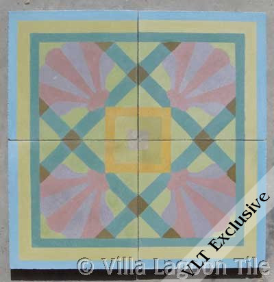 Trellis Shell cement tile in custom colors