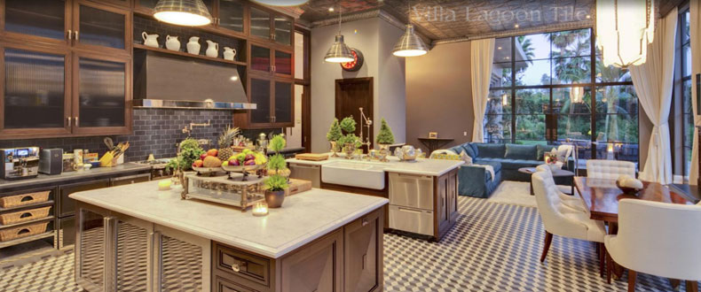 cubes cement tile in a los angeles kitchen