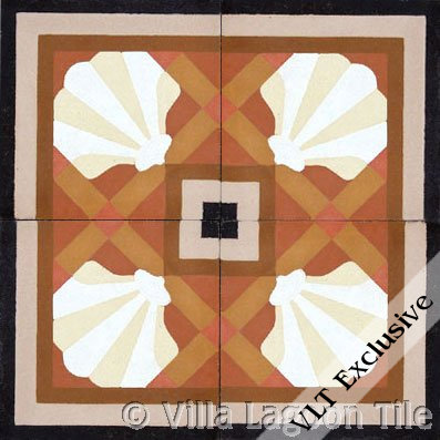 trellis shell russet cement tile design