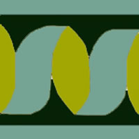 ribbon designed border tile in tourquoise and lime