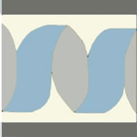 ribbon border tile in blue and grey