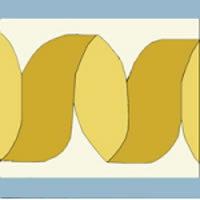 ribbon border tile in gold and blue