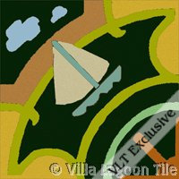 sailboat tile in dark colors