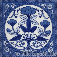 Chinese blue transferware tile design