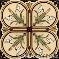 Floral historic transferware tile design