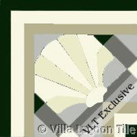 Trellis Sea Shell Tile Border Corner in Black and White
