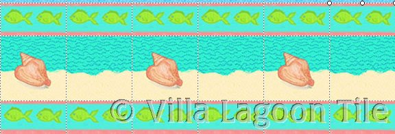 Tropical tile beach scene panel