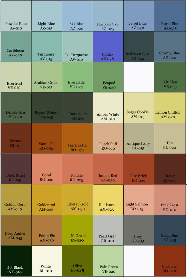 Cement Tile Color Chart, Villa Lagoon Tile