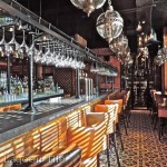 Trapani Midnight Floor with Trellis Shell Border along the bar of Fazenda, Liverpool.