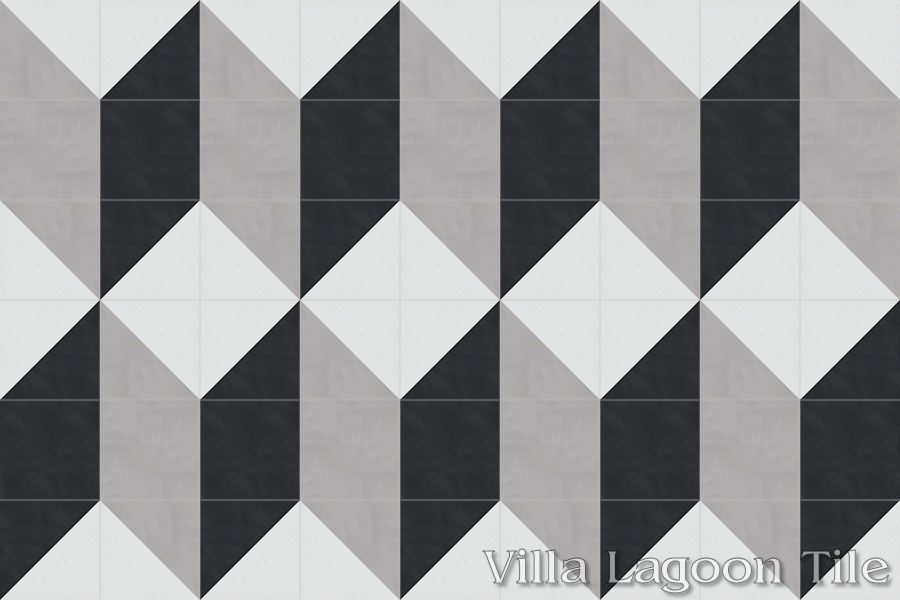 A 9x6 layout of cement tile, resembling an enlarged Cubes pattern tile.