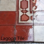 wet cement tiles from scrubbing off years of grime