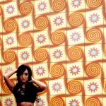 Sarah Rogers (Miss Jacksonville USA 2015) posing for a photo shoot in front of the Flying Iguana facade, clad in 10" Tradewinds decorative cement tile.
