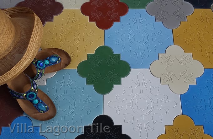 Colorful Florentine Shaped cement tile from Villa Lagoon Tile