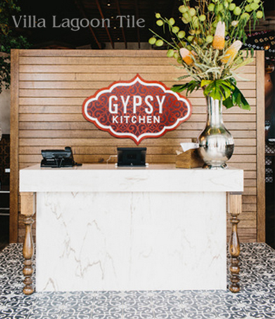 Gypsy Kitchen in Atlanta, with cement tile from Villa Lagoon Tile