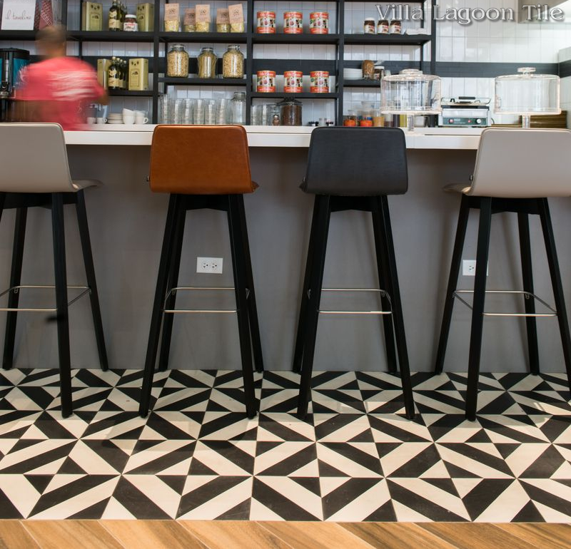 "Diagonal Four" Cement Tile at Il Tavolino, Chicago, IL