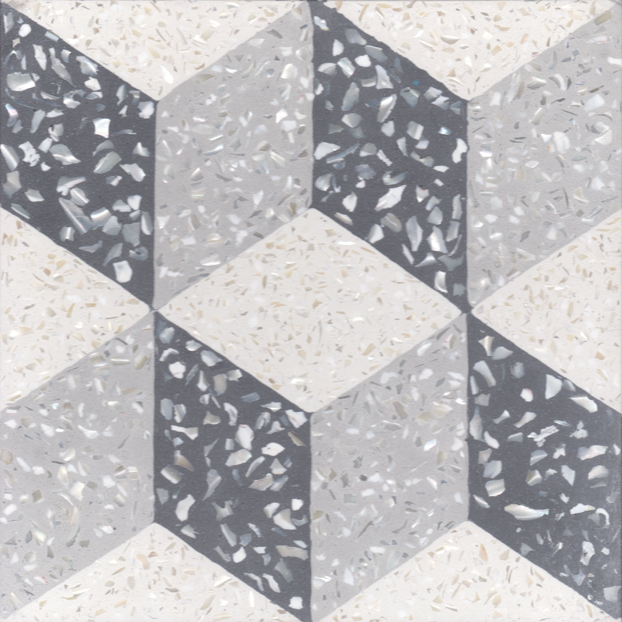 Villa Laggon Tile's Cubes A with mother of pearl terrazzo
