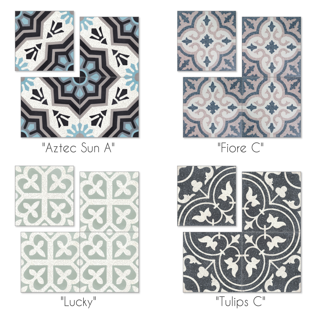 4 examples of terrazzo cement tile