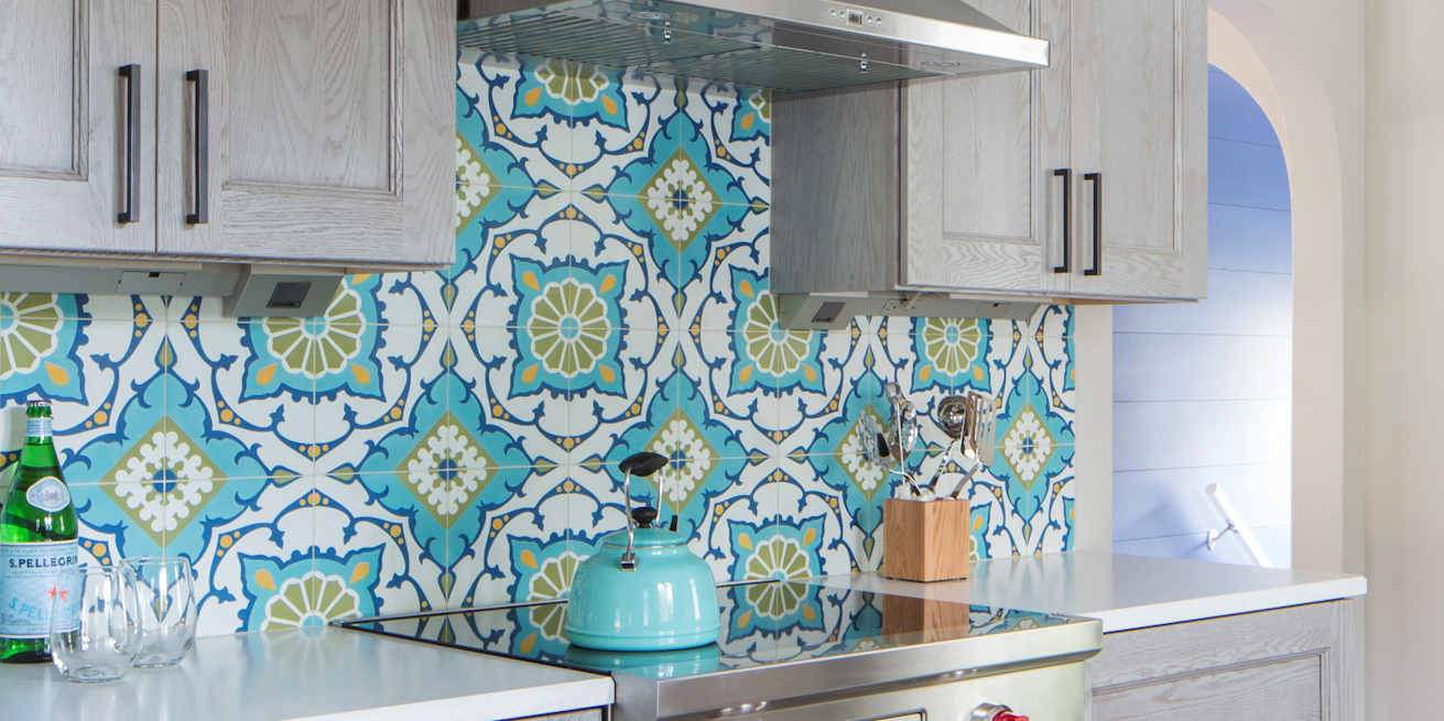 cement tile backsplash