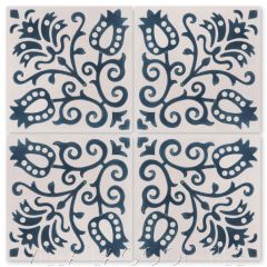 "Bretagne Marine" French floral cement tile from Villa Lagoon Tile by Christina Salway.