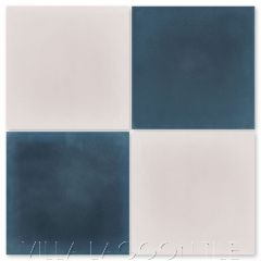 6" Solid Square Navy (SB-4061) with Solid Dune (SB-1004) Cement Tile arranged as a checkerboard, from Villa Lagoon Tile.