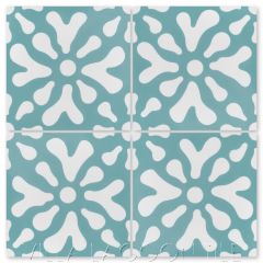 "Ablitt Flower Bimini & White" Whimsical Floral Cement Tile by Jeff Shelton, from Villa Lagoon Tile.