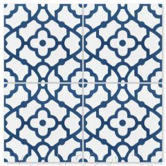 "Breeze Berry Blue & White" Mediterranean Cement Tile, from Villa Lagoon Tile.